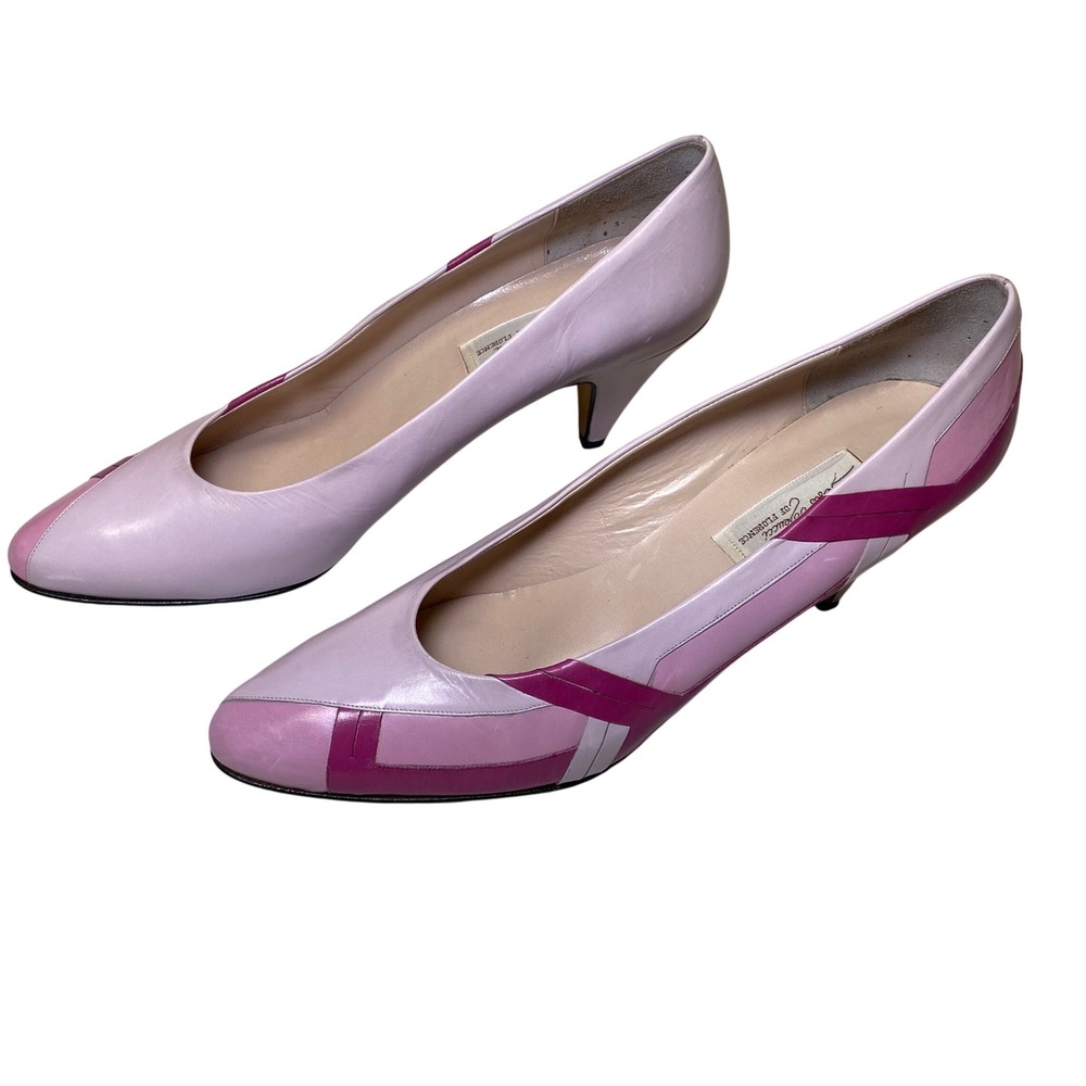 Vintage Sesto Meucci of Florence Pink Colorblock Leather Pumps Women 9N Italy